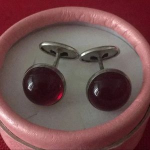 Antique Cufflinks 1900-1910 Genuine Garnet